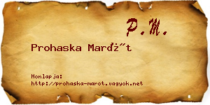 Prohaska Marót névjegykártya